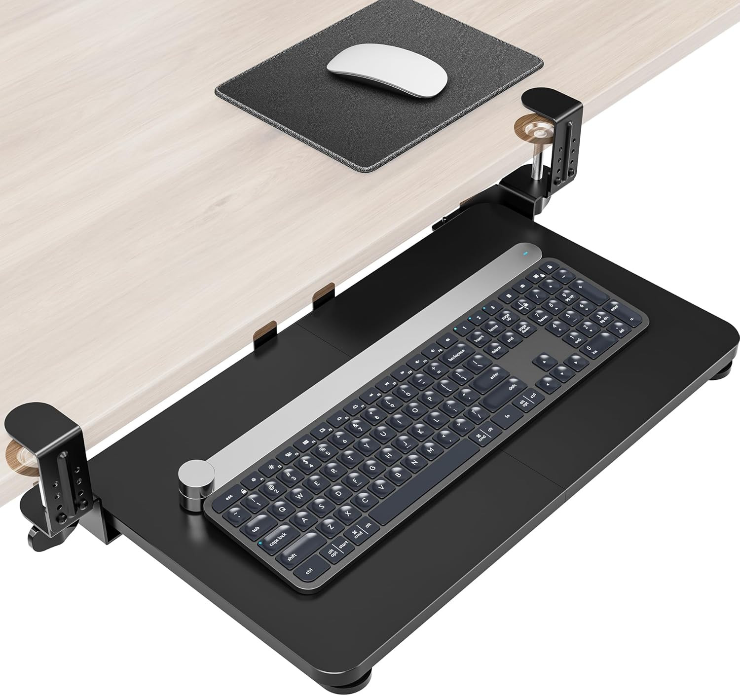 Ergonomic Mouse & Keyboard Tray under Desk, 20X11.8 in Board, Black | Heavy Duty
