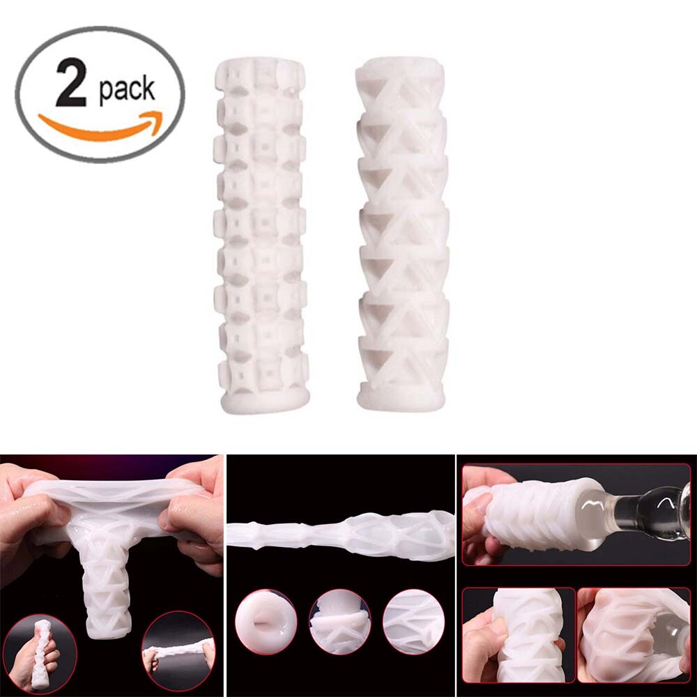 2Pcs Male Penis-Sleeve-Girth-Condoms-Extender-Enlarger-Enhancer Penis Sheath USA