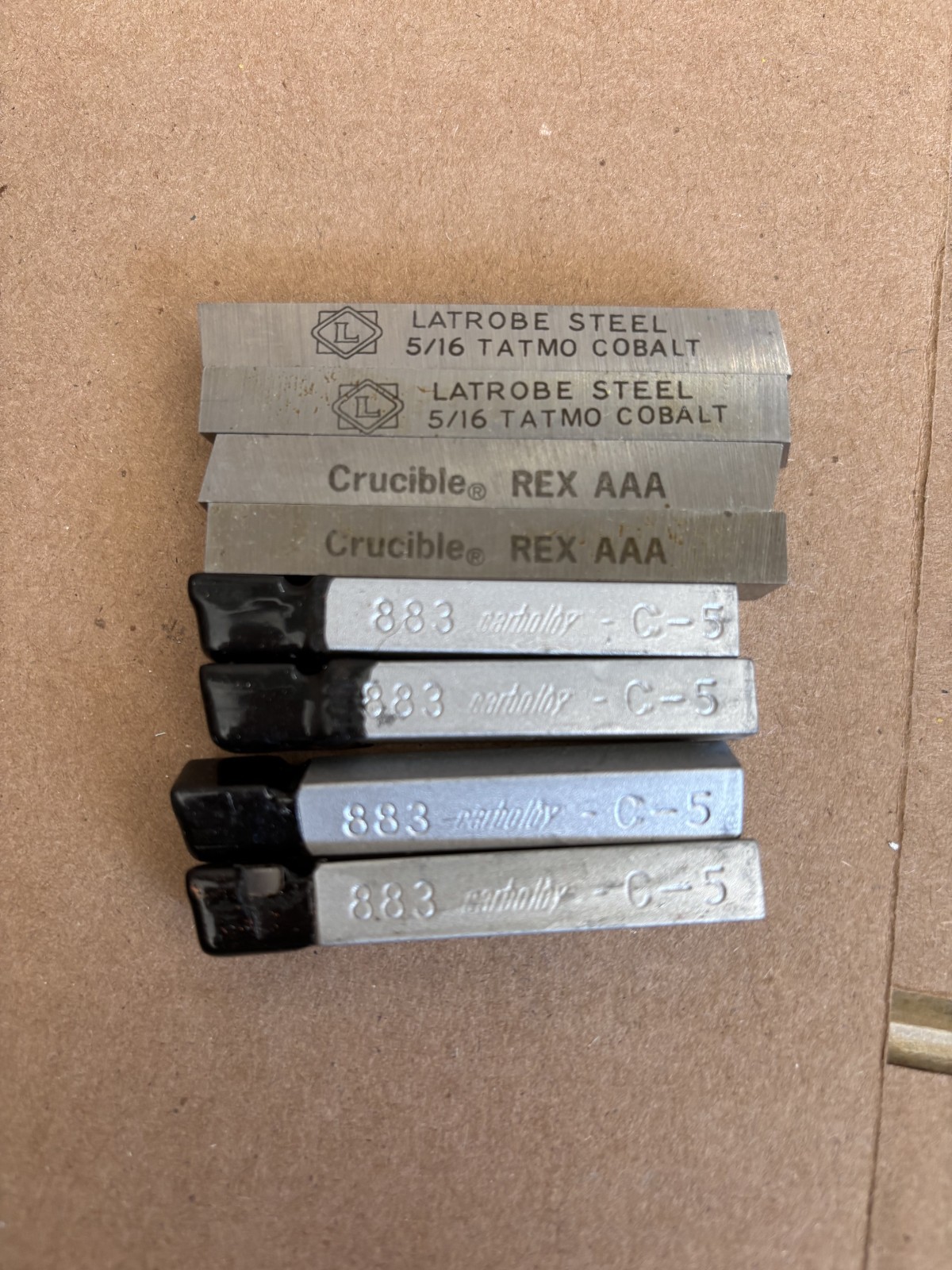 Lot 8 Vintage HSS Carbide Lathe Tool Bits Latrobe Tatmo Crucible Rex AAA Carbolo