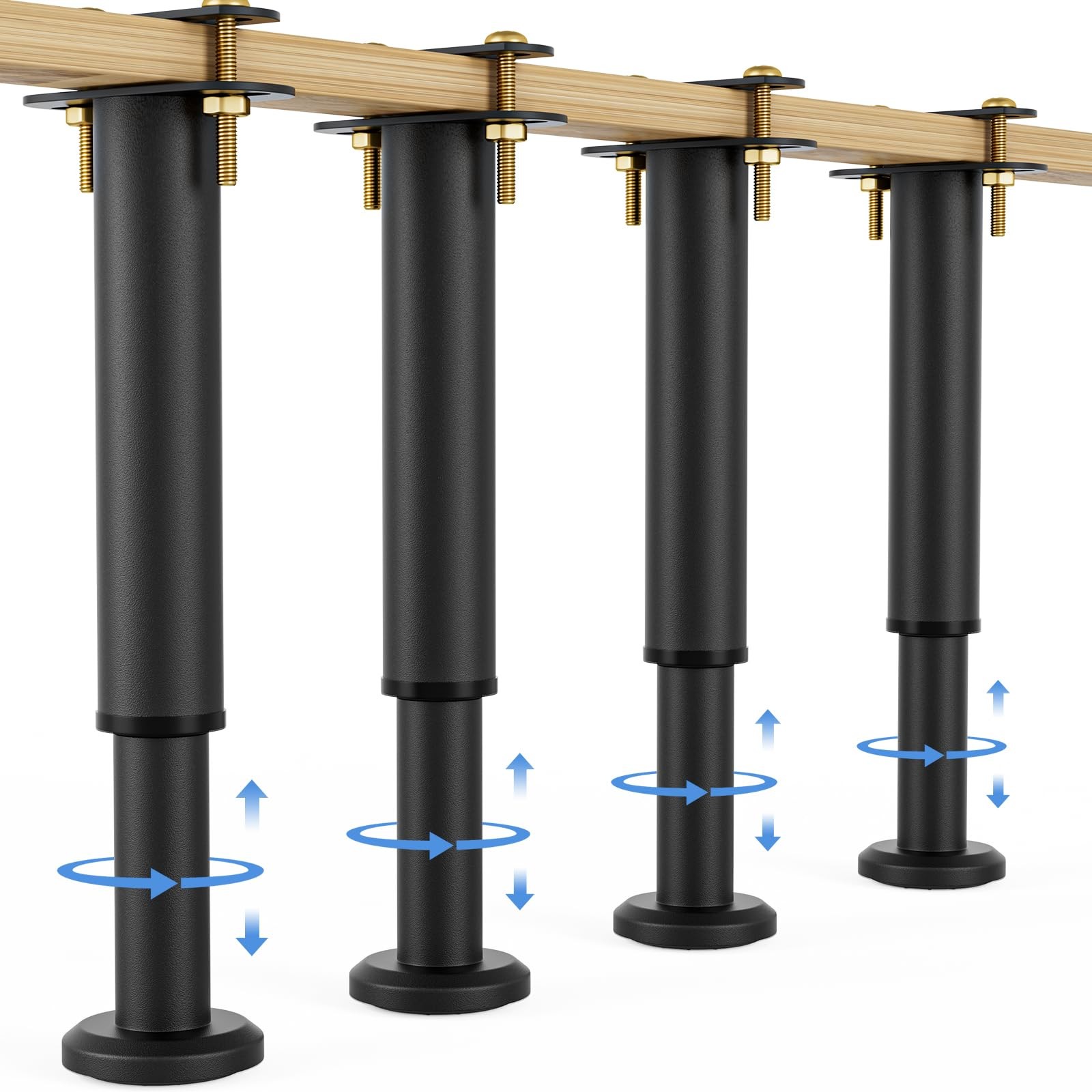 4 Pcs Adjustable Height Bed Support Legs 10-17 inch, Extra Durable Steel Bed ...