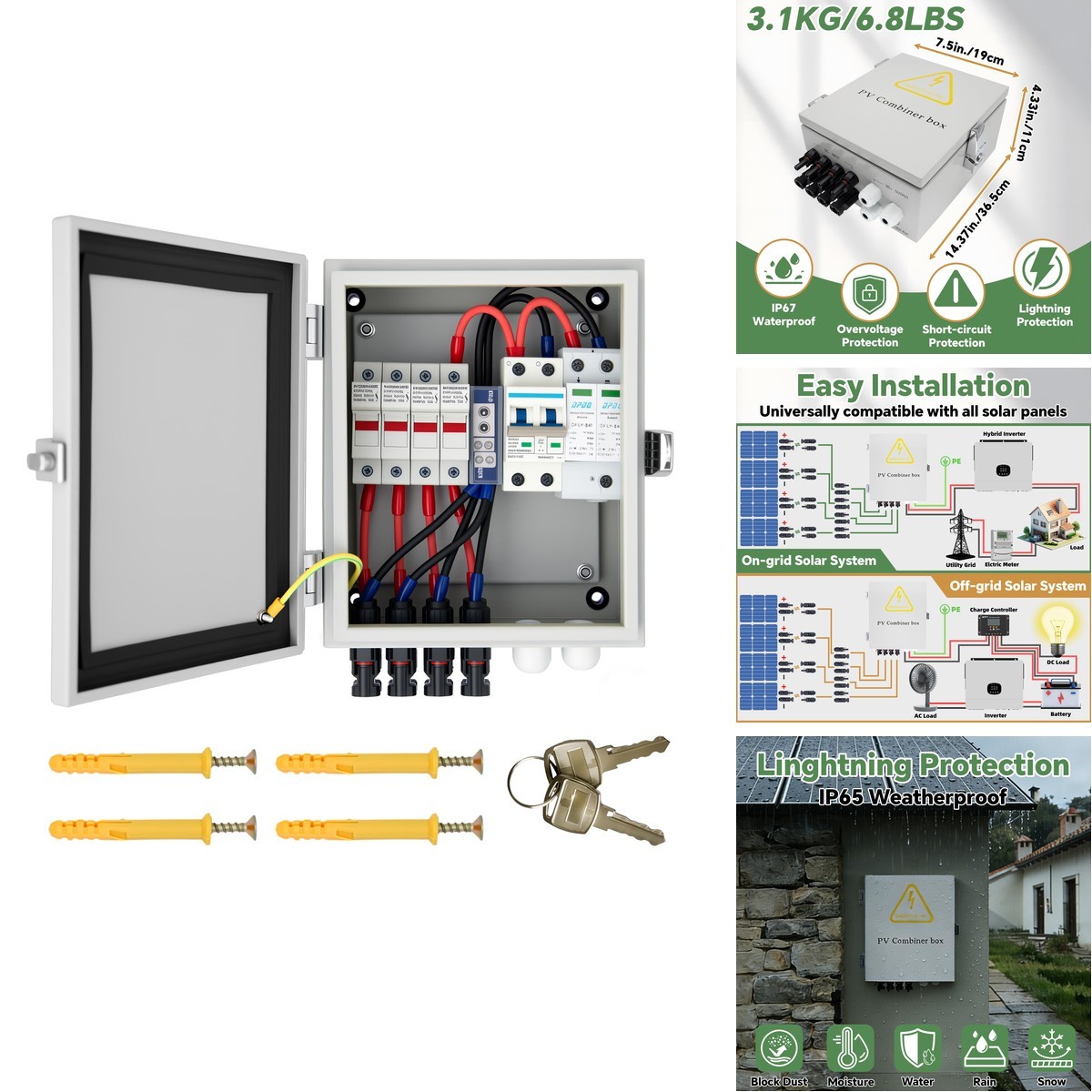 Liutaowmx 4 String Solar Combiner Ip65 Waterproof Pv Combiner Break For On/Off