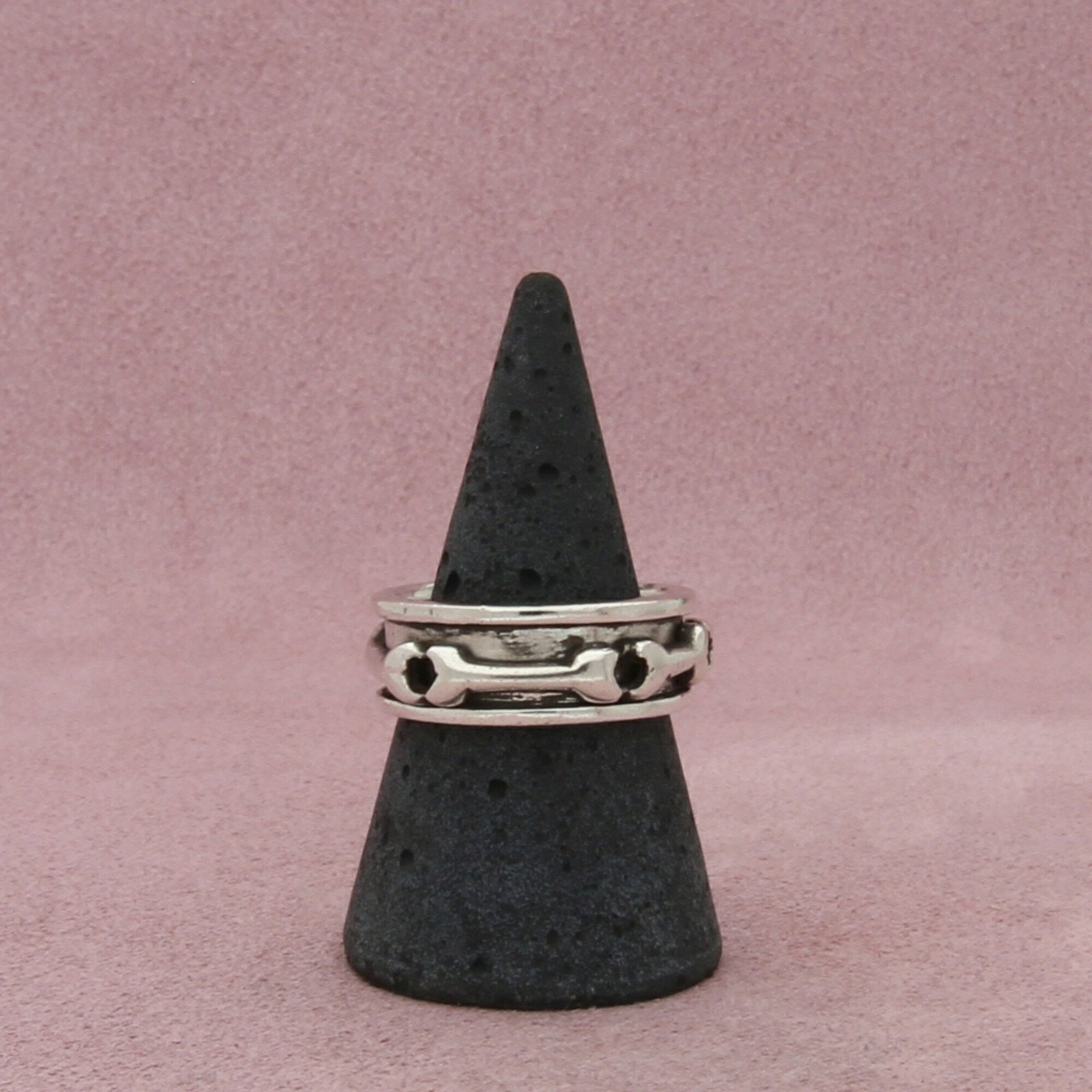 sterling silver mens vintage bones spinner band ring size 8.75
