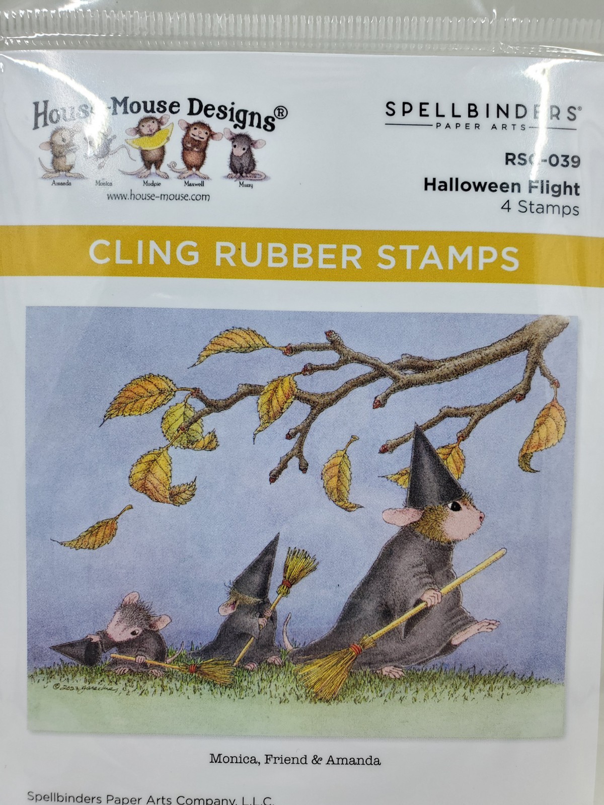 VS1 Spellbinders House Mouse Cling Rubber Stamp Set Halloween Flight Witches New