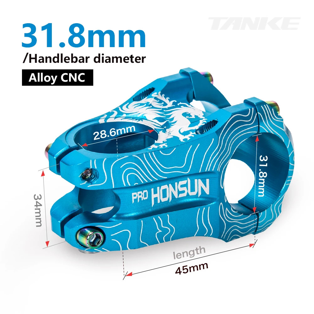 HONSUN MTB Mountain Bike Stem Aluminum Alloy Ultralight High Strength Short 31.8