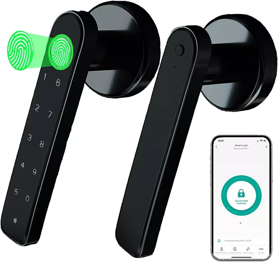Smar Door Lock Biometric Fingerprint Lock Touch Password Smart Handle Lock