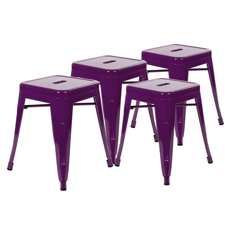 Callie Backless Metal Chair Purple – 18″ High