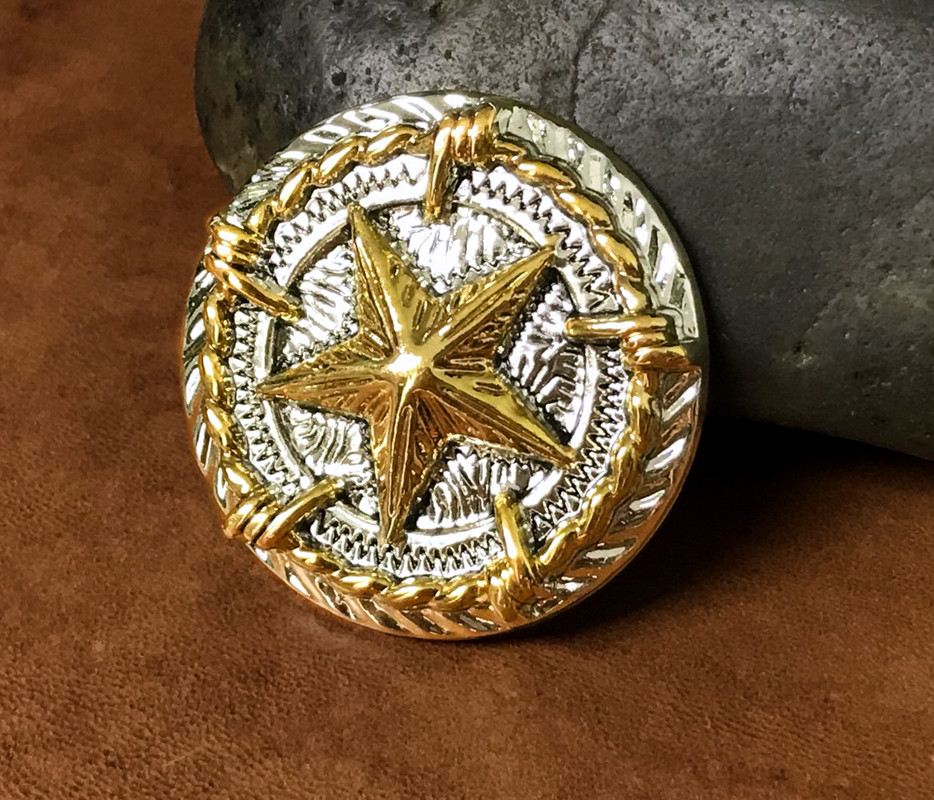 5X 34MM Texas Star Barbed Wire Concho Leathercraft Western Horse Saddles CONCHOS