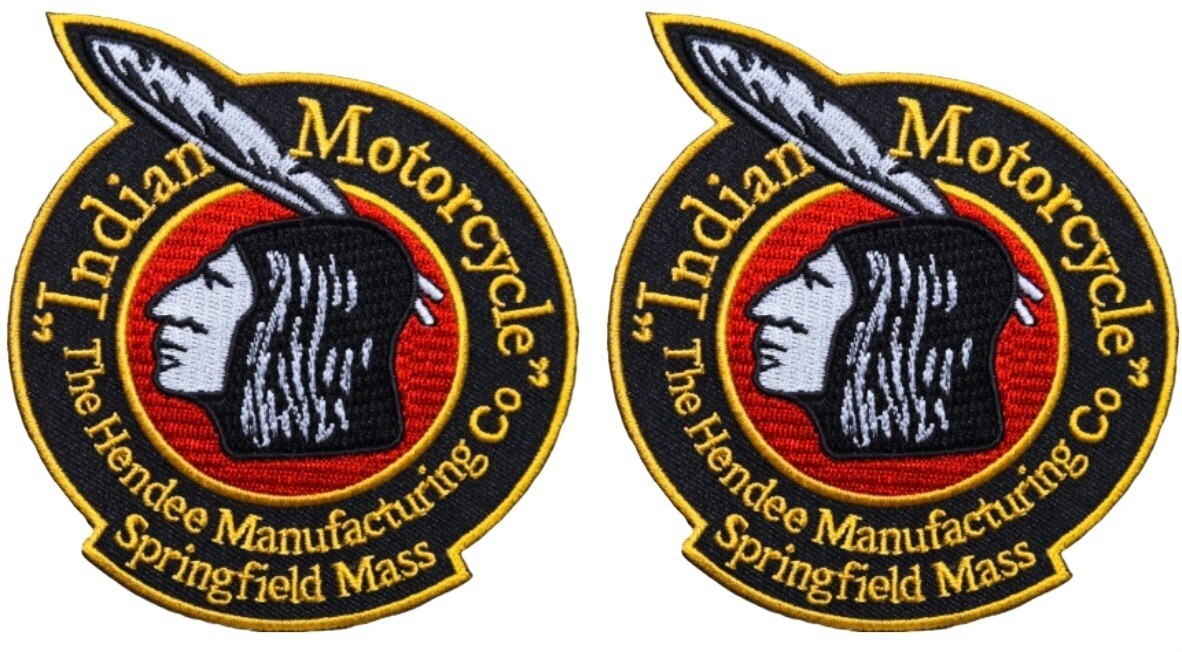 INDIAN SKULL CHIEF FEATHER EMBROIDERED PATCH -2PC 4.0 inch