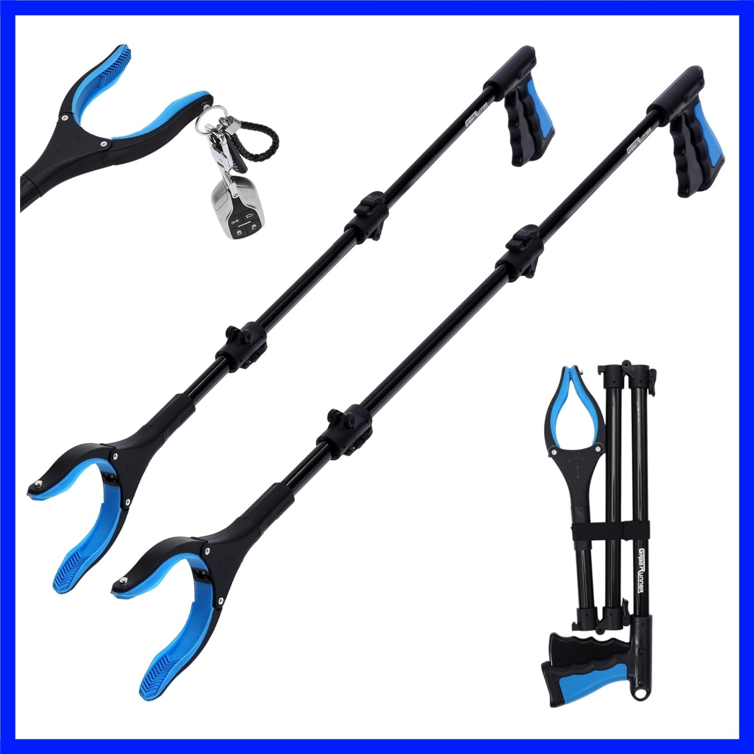 38 Inch & 44 Inch Extra Long Grabber Reacher Tool Set – Extendable Reacher Gr...