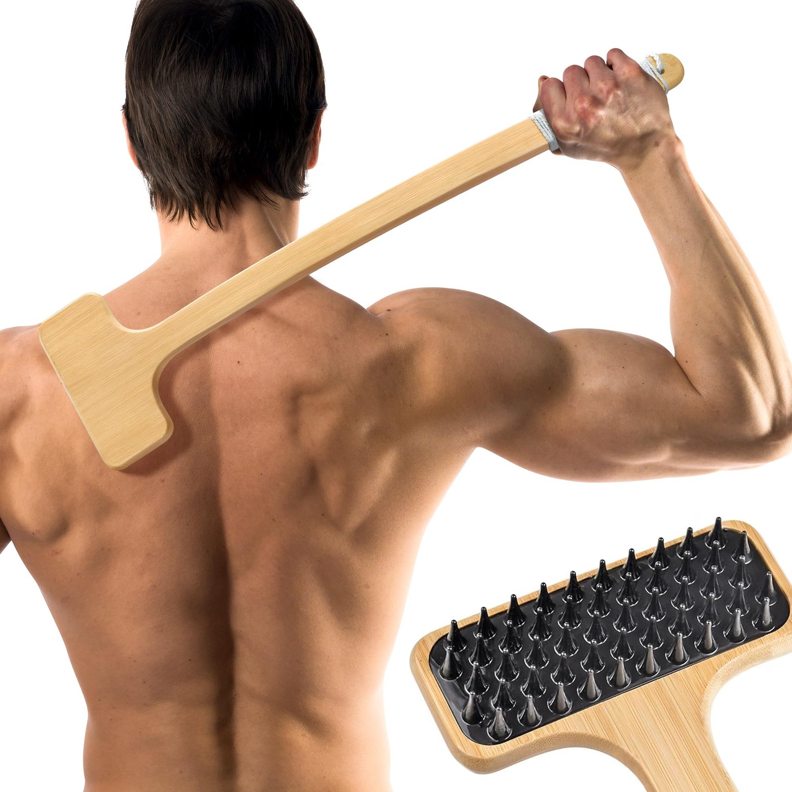 Back Scratcher for Men, 22''Extra Long Handle Bamboo Back Scratcher, 2 in 1 B...