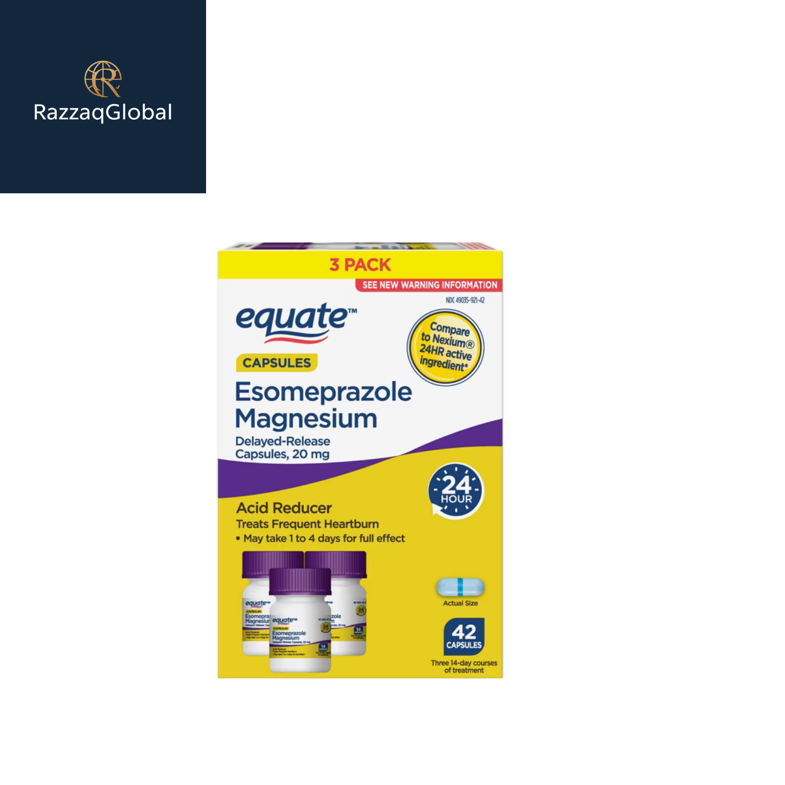 Equate Esomeprazole Magnesium 20mg Acid Reducer 42 Count vs Nexium 24HR