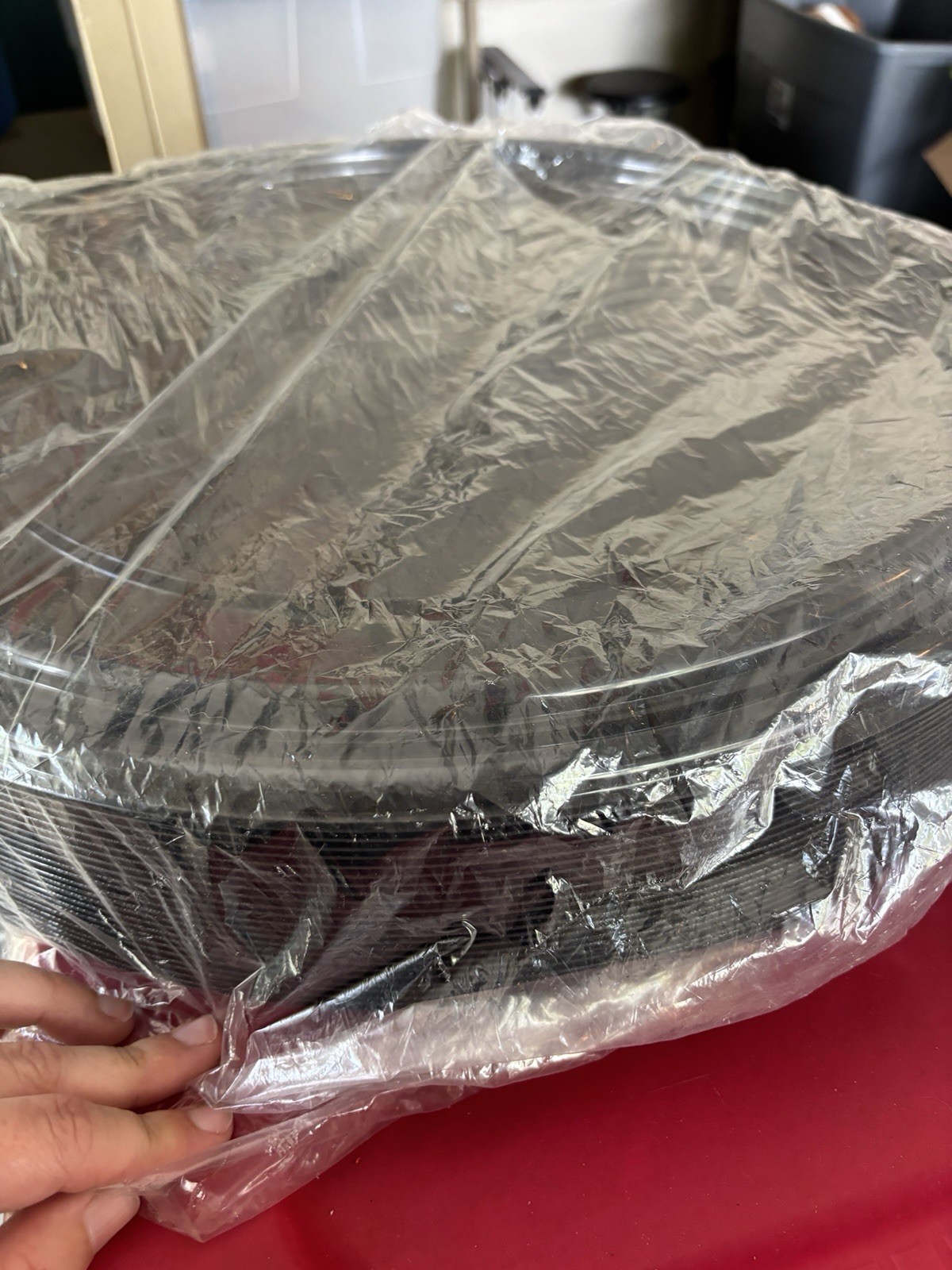 Disposable Round Black Plastic Catering Deli Tray