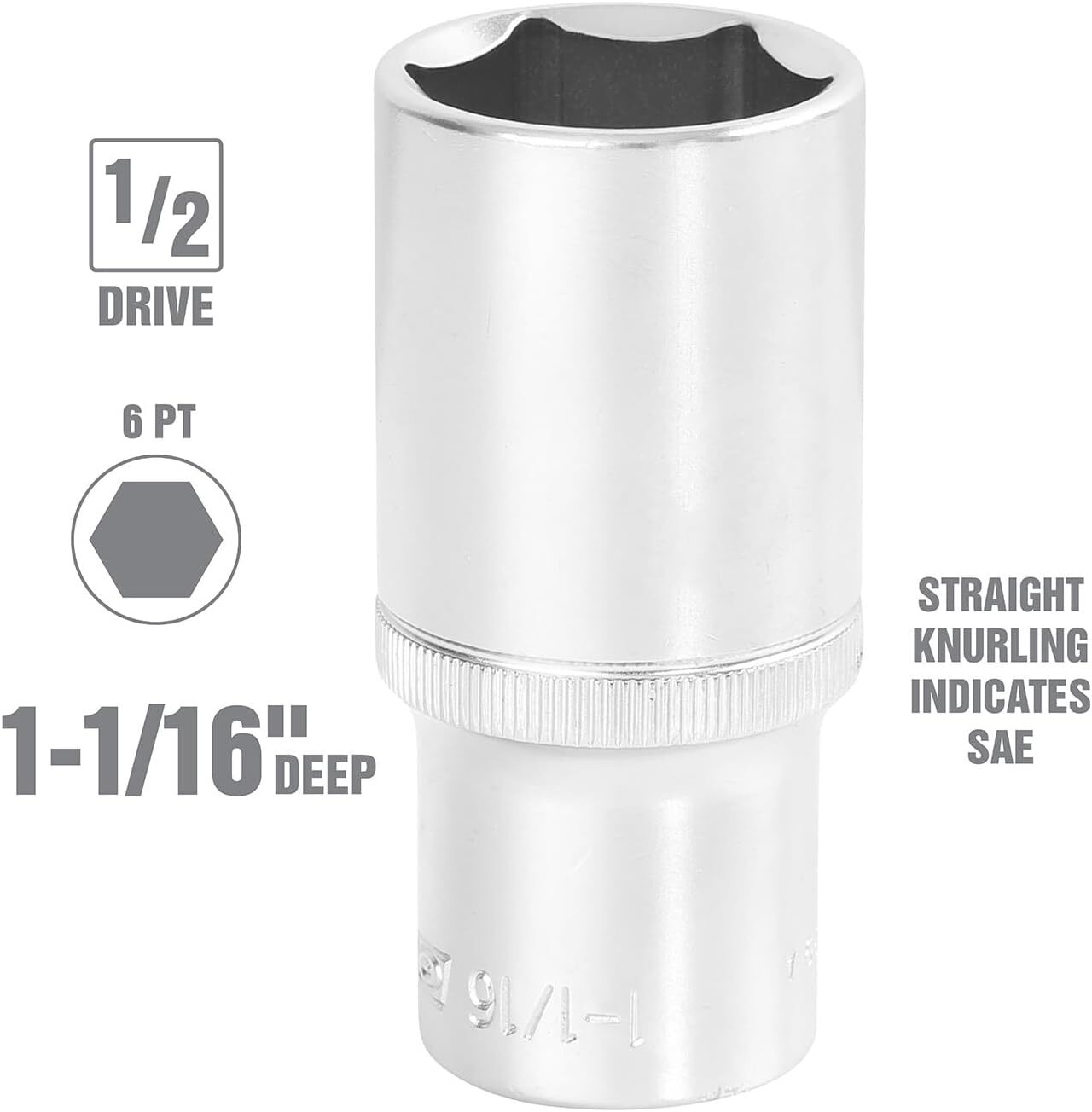 OEMTOOLS 22429 1-1/16 Inch SAE Deep Socket | Thin Wall 1-1/16-Inch, Multi