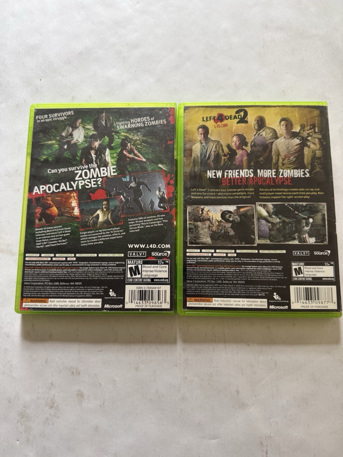Xbox 360 Left 4 Dead + Left 4 Dead 2 EMPTY CASES ONLY No Games