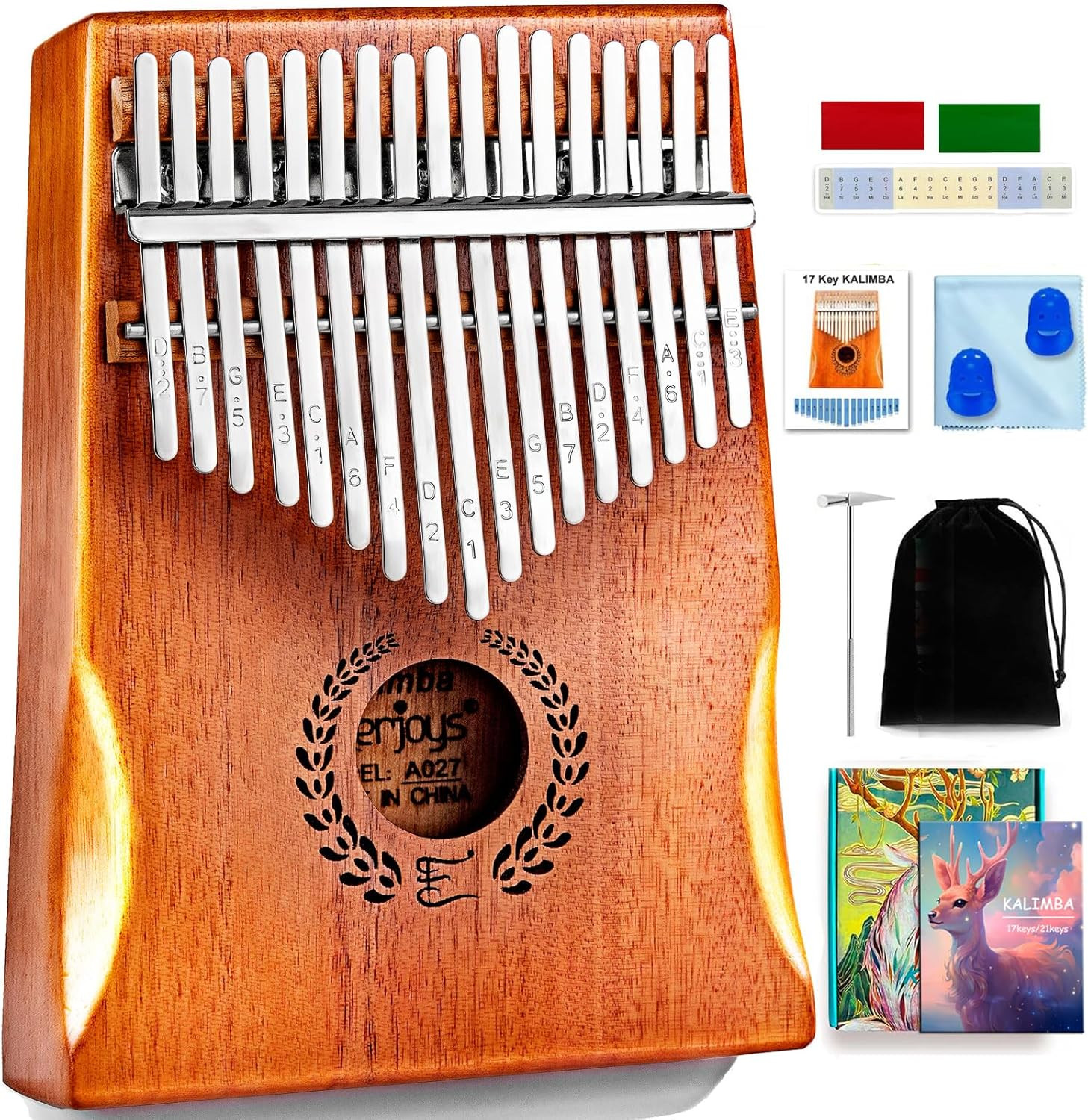 Kalimba Thumb Piano 17 Keys, Professional Musical Instrument Finger Piano Marimb