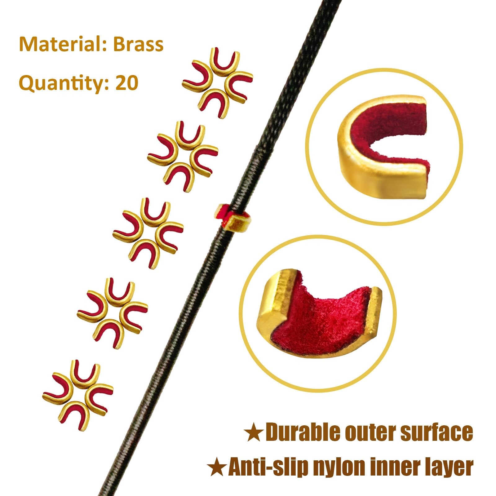 Luoyer Archery Bow String Nocking Points Set – 20 Pcs Brass Black