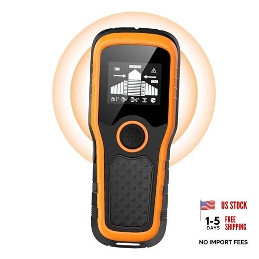 Stud Finder Wall Scanner 5-in-1 - Detector for Wood, Metal, Joists, Orange