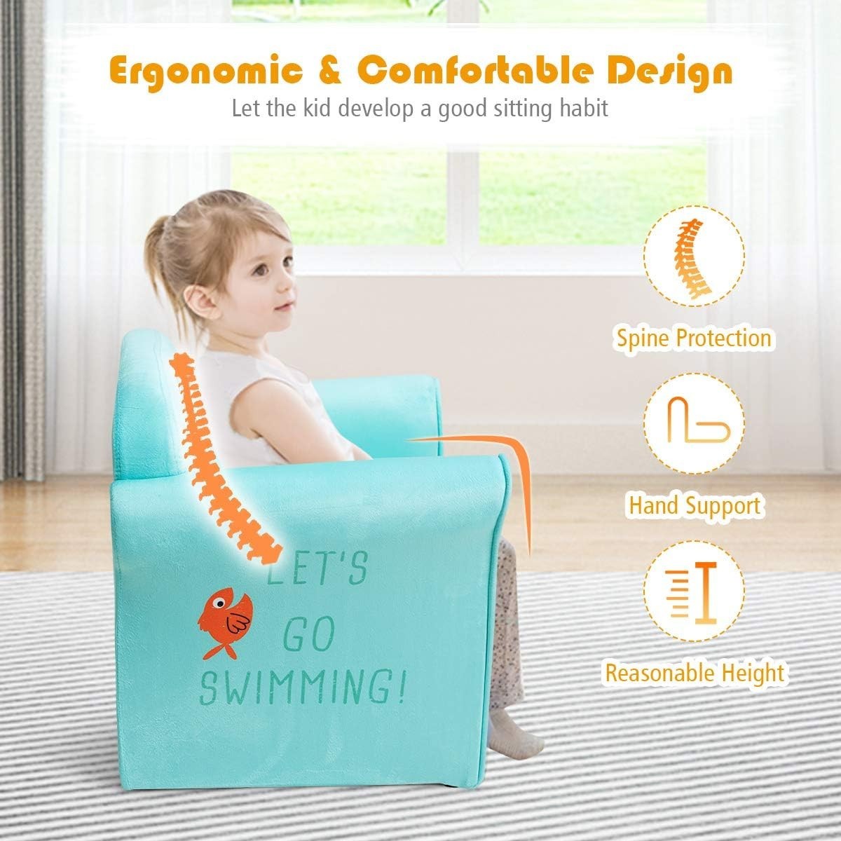 Kids Couch Children's Sofa Armrest Chair Toddler Furniture 15x20x17 Crocodile