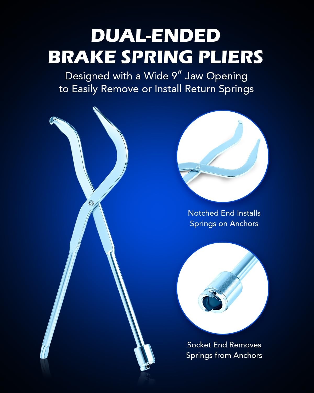 3-Piece Drum Brake Tool Kit - Brake Spring Compressor, Pliers & Spoon Set
