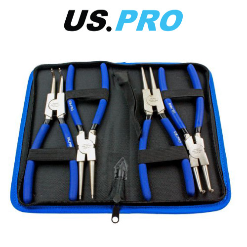 US PRO 4 Piece 9" NI-FE Finish Circlip Plier Set In Zip Case 1822