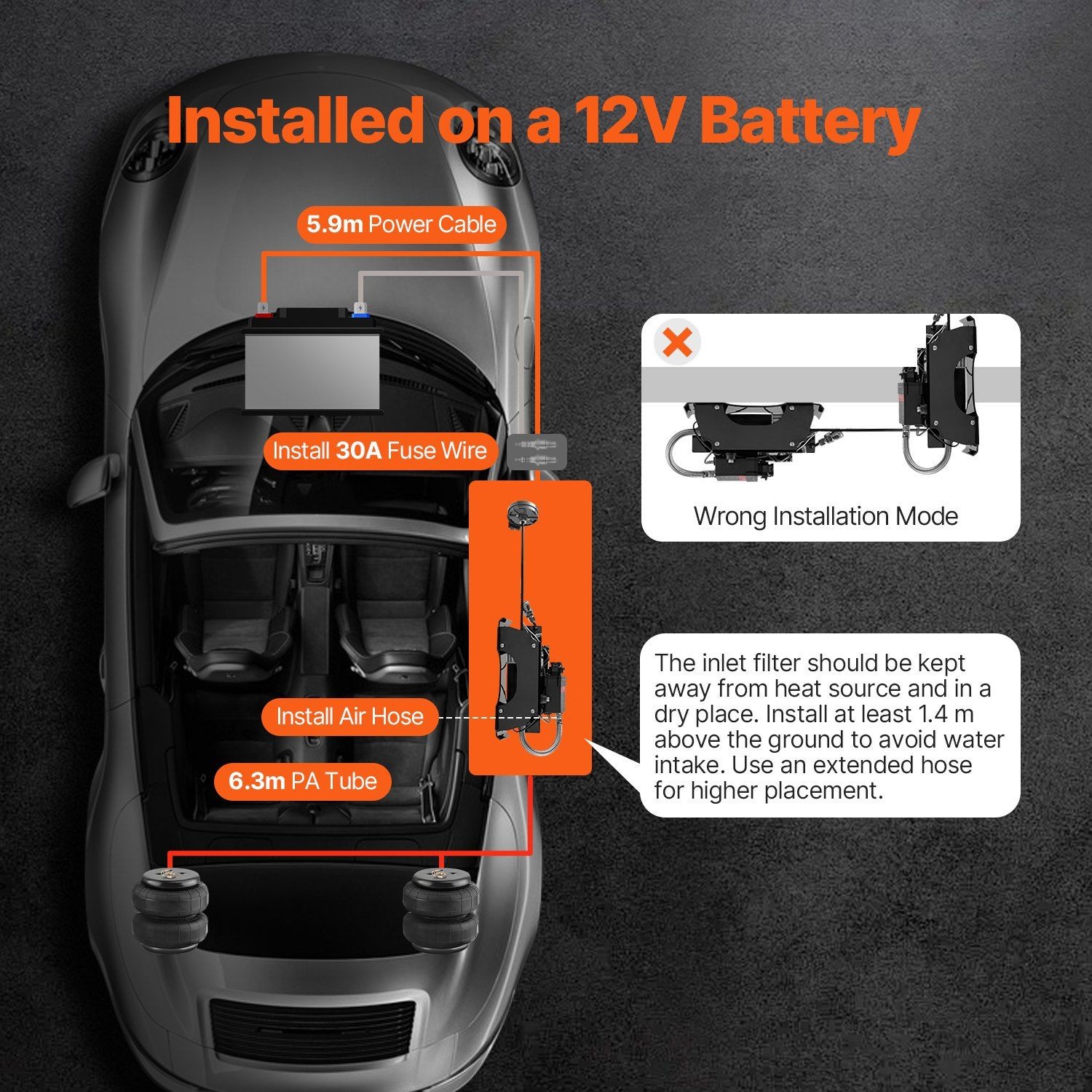 100PSI Air Ride Kit: Wireless App Control, Single Path
