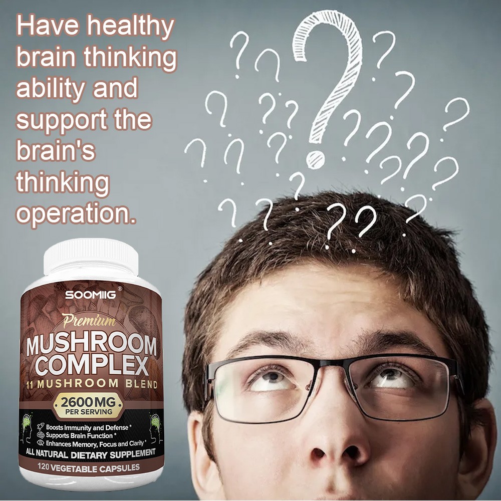 Mushroom Complex 120 Capsules Improve Memory Immune Focus Health Brain Support