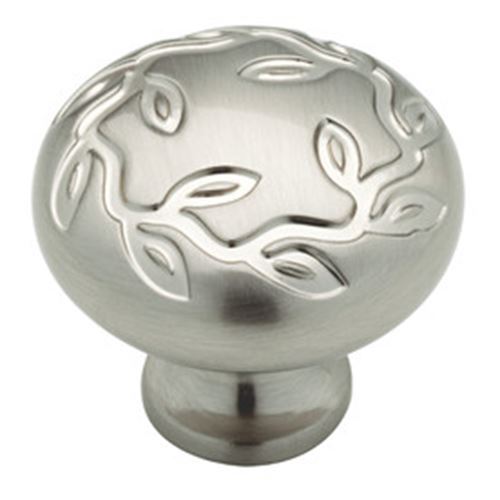 1-1/4" Leaf & Vine Knob Satin Nickel