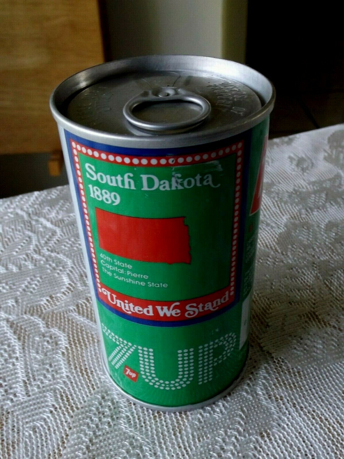 SOUTH DAKOTA 7-UP SODA ERROR CAN * PULL TABS BOTH ENDS NEVER OPENED OR FILLED