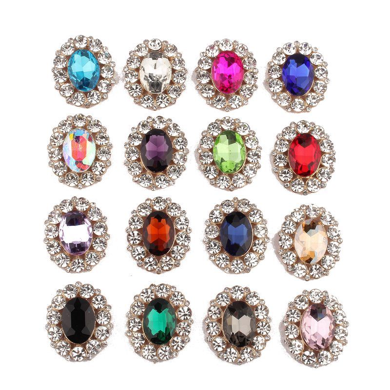 120PCS 25mm*31mm High Quality Chic Shine Rhinestone Buttons Crystal