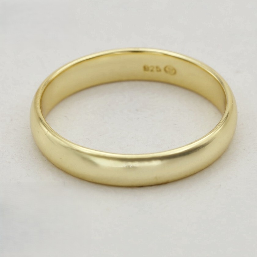 Unisex 925 Sterling Silver,Band Ring #5- 11 12 Gold plated*Box