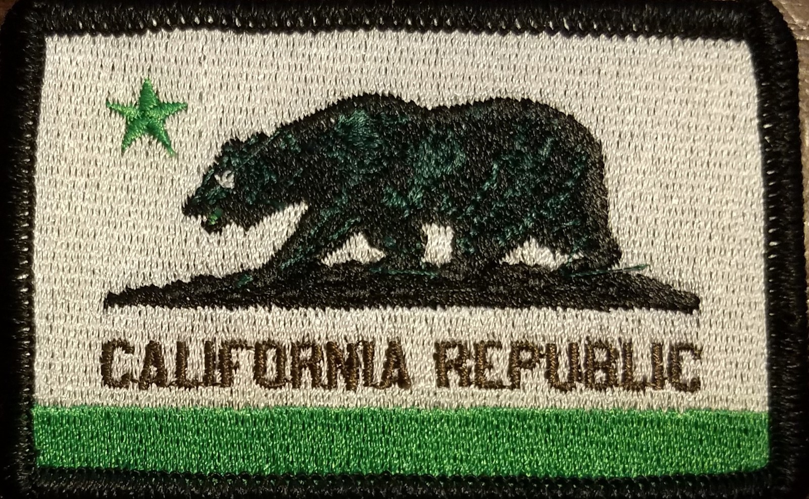 CALIFORNIA Flag Patch W/ VELCRO® Brand Fastener Morale Green & Black Version