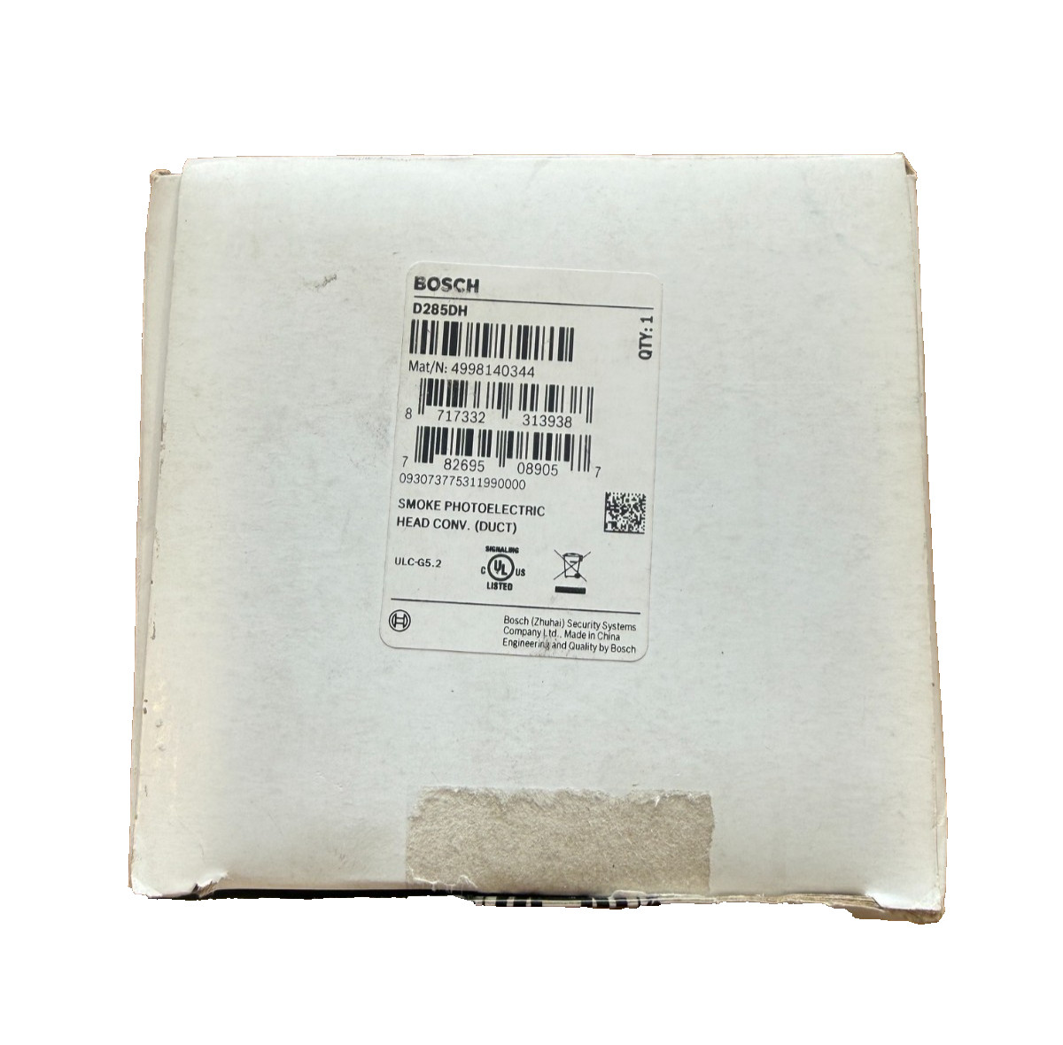 Bosch D285DH Photoelectric Duct Smoke Detector Head