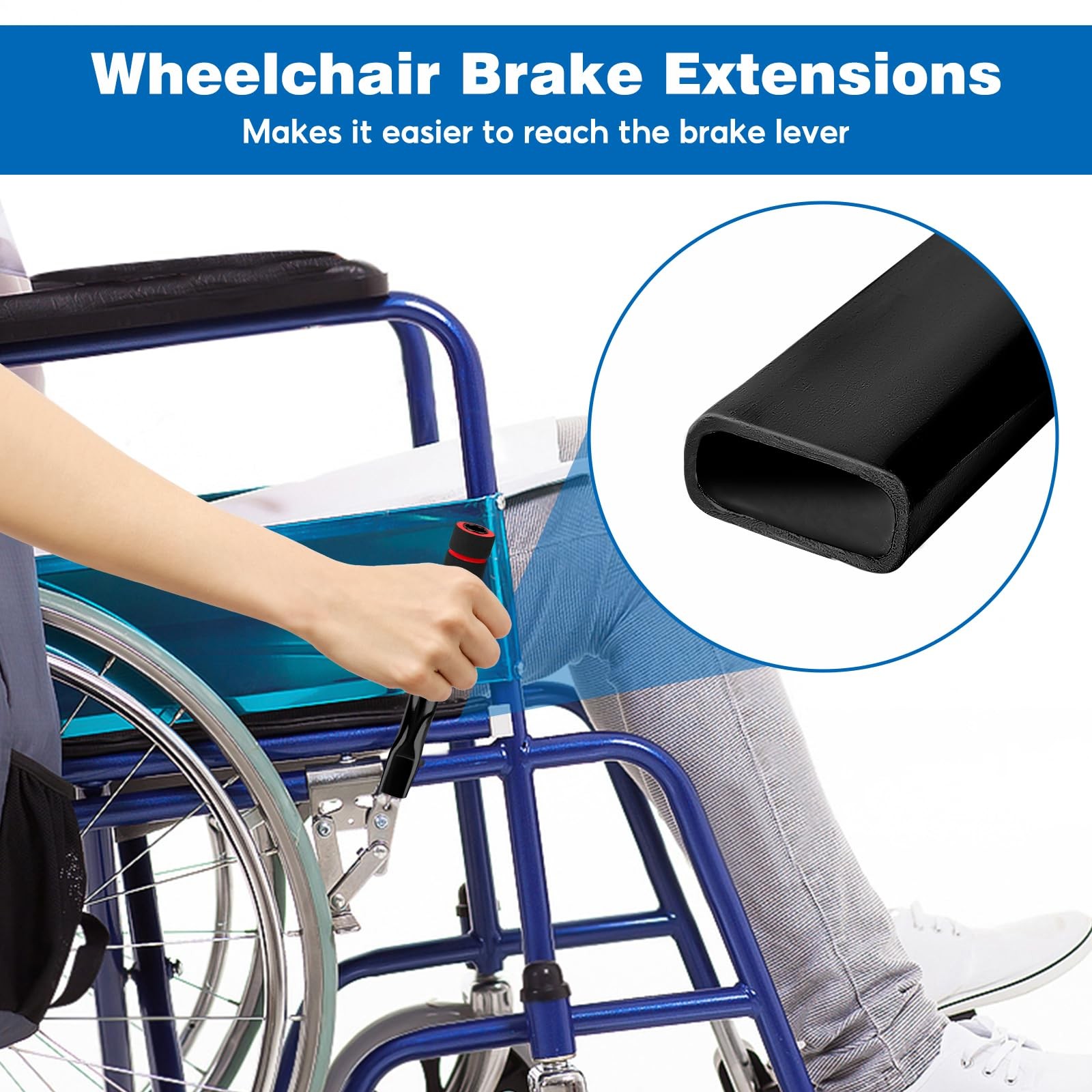 2 Pcs Wheelchair Brake Extenders, 5 Inch Anti-Slip Brake Extension Handles Repla