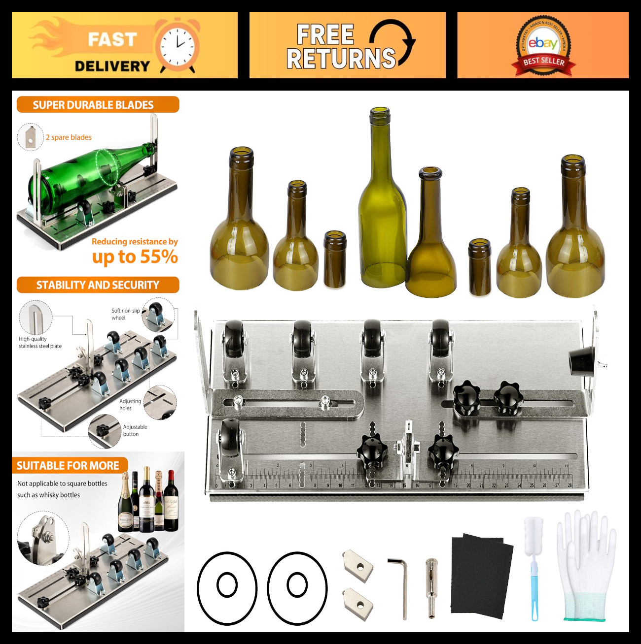 Glass Bottle Cutter Tool Kit - DIY Bottle Cutting Machine for Wine, Beer, Liquor