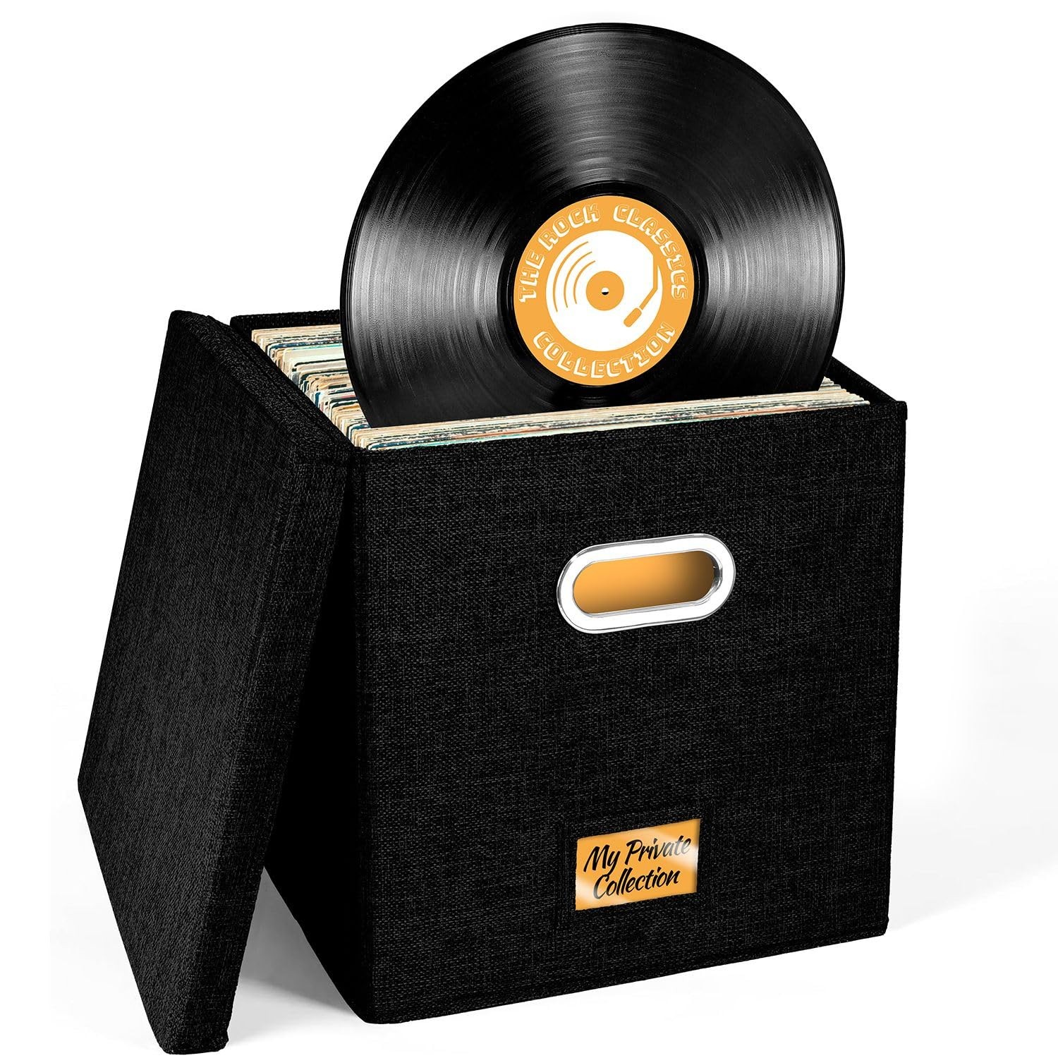 Vinyl Record Storage Box for up to 50+ 12-Inch Albums, Records Crate, LP Album S