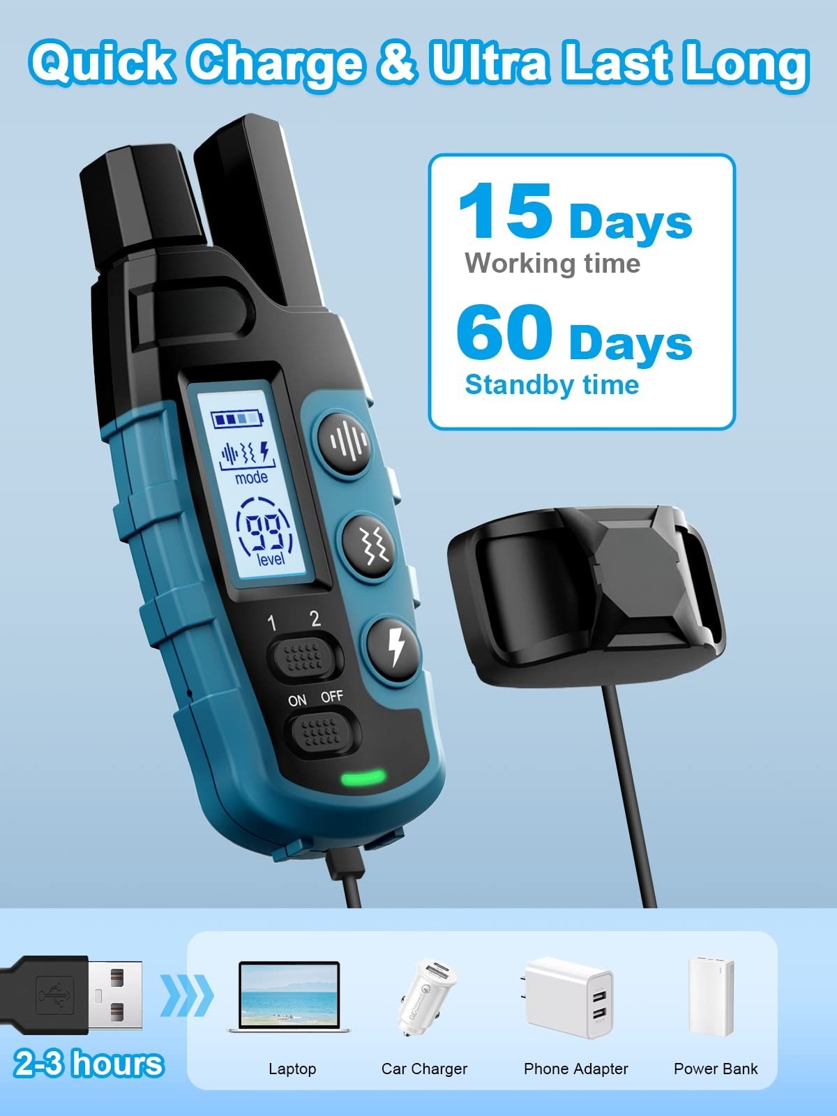 3300ft Remote Dog Training Collar with Shock, Vibrate & Beep Modes