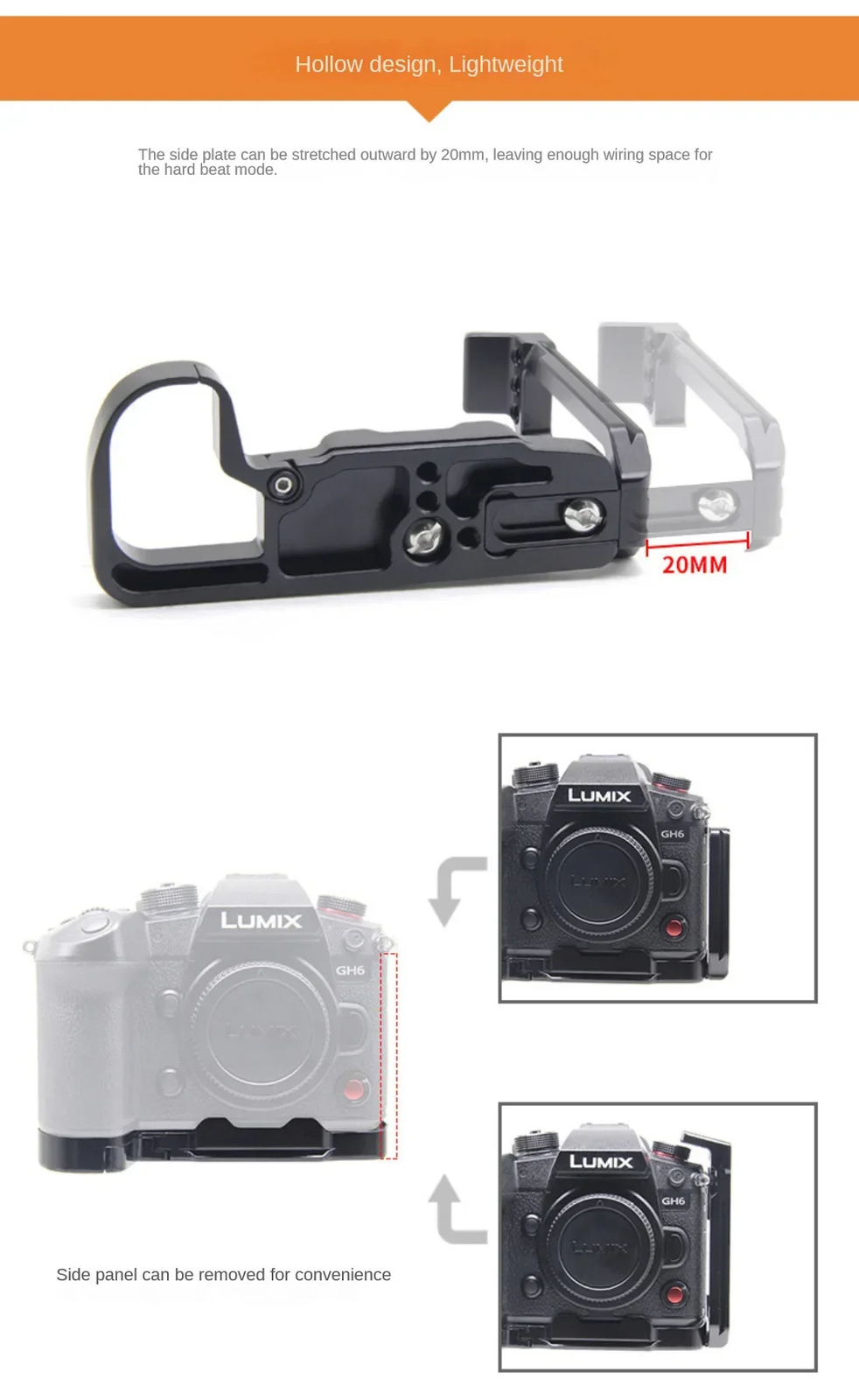 GH7 L Plate for Panasonic GH6 GH7 Quick Release L Plate Arca Type with Cold Shoe
