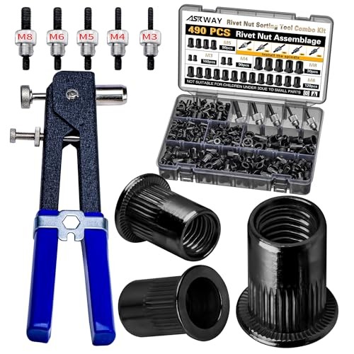 Rivet Nut Tool Kit - 490Pcs Black Zinc - 490 PCS