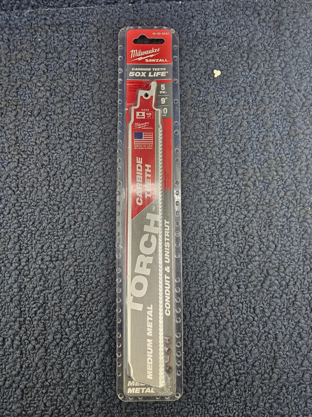 (QTY 5) Milwaukee 48-00-5552 9" X 10 TPI Reciprocating Saw Blade Carbide Teeth