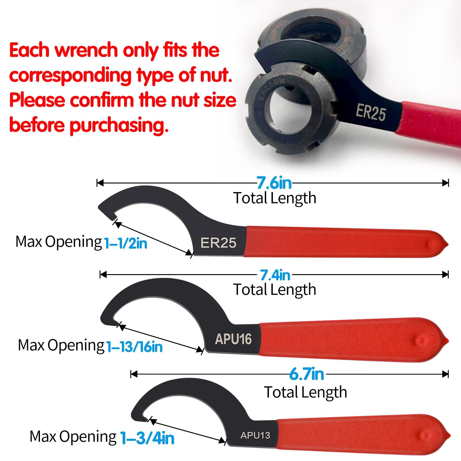 Mdvora 6pcs Coilover Spanner Wrench Set, C-Shape Shock Spanner Hook Wrench To...