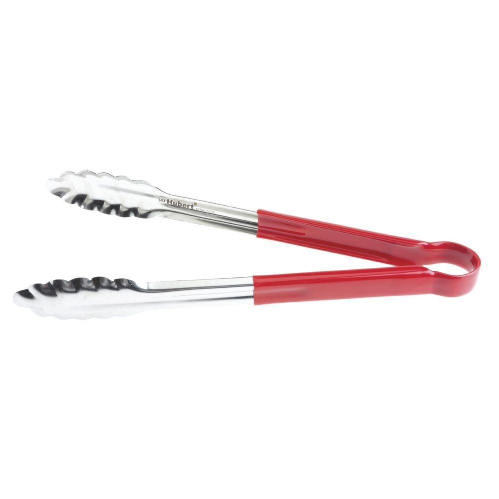 HUBERT Stainless Steel Cool Tong with Red Silicone Handle - 12"L