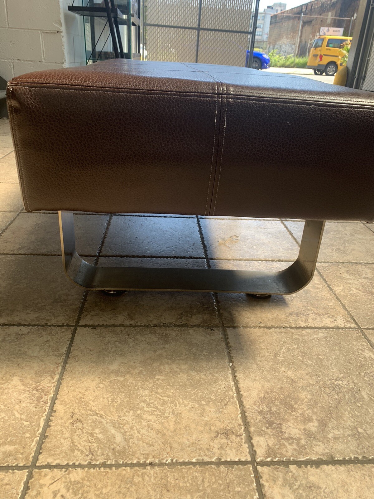 Leather Bench- Dark Brown