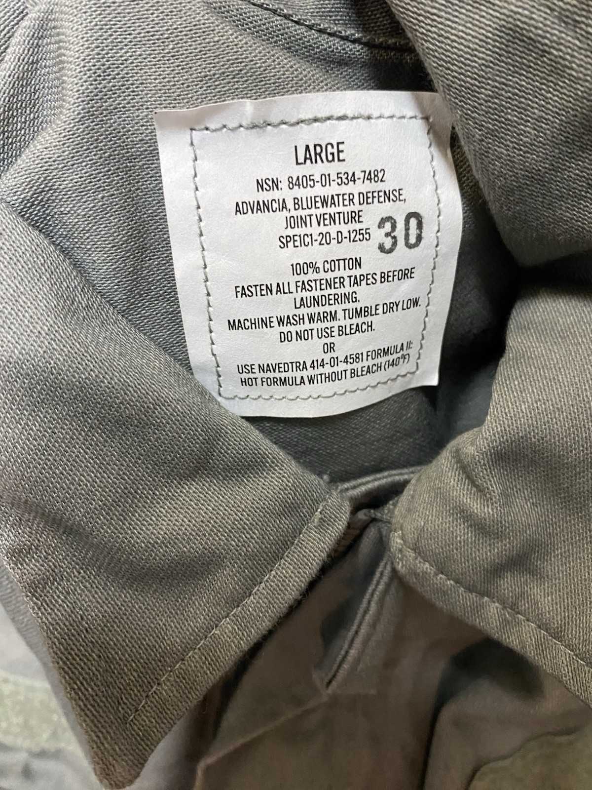 Military Coveralls Advancia Bluewater Defense Gray Men’s Size Large 30