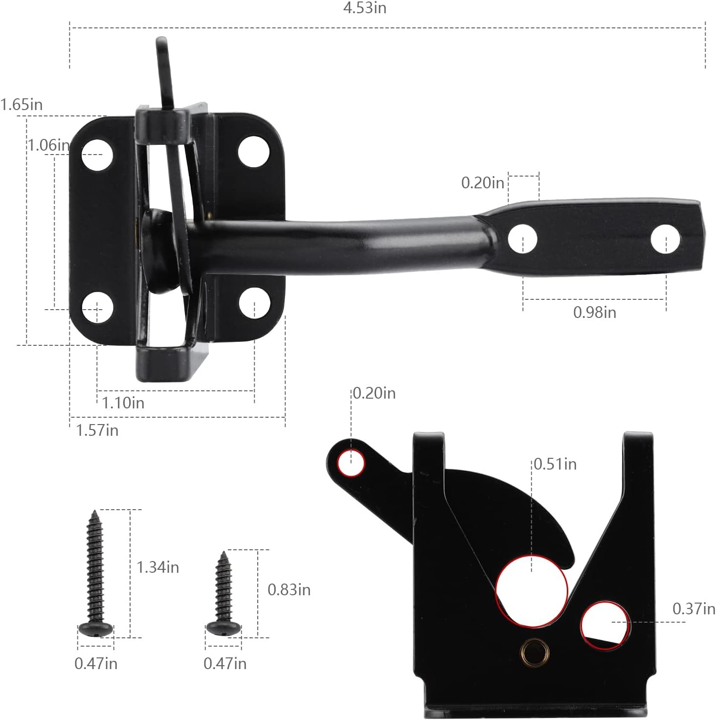 Wood Gate Hardware Set- Heavy Duty 6" Gate Tee Hinge,Pull Set Gate Hardware Kit