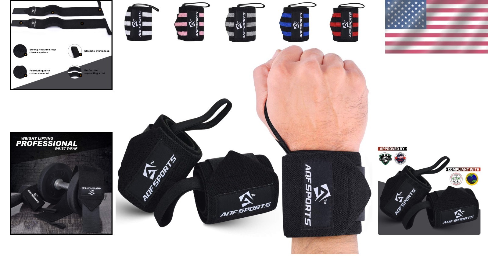 18" USPA Approved Wrist Wraps for Weightlifting - Maximum Support & Stability