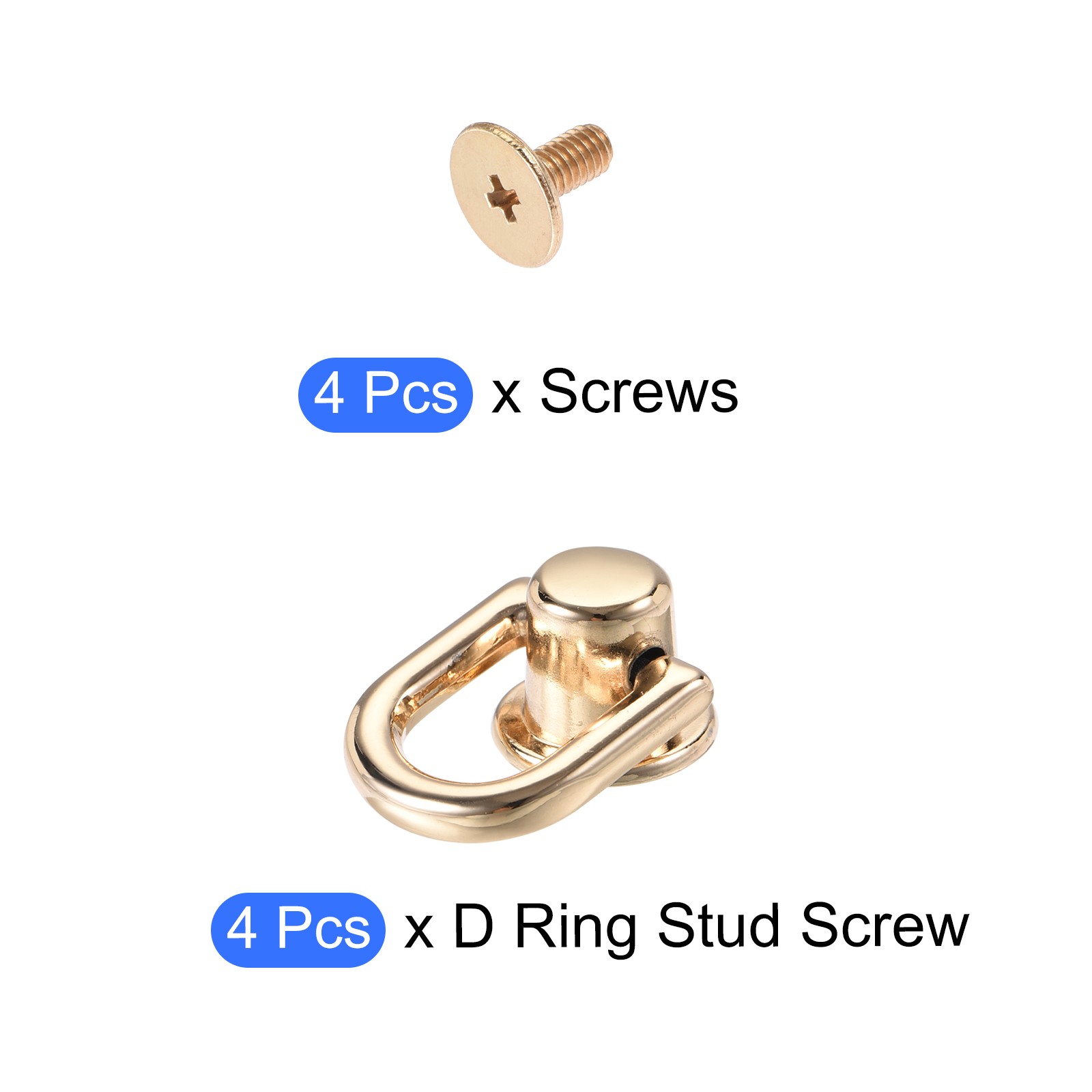 D Ring Stud Screw Ball Post Head(12mm/0.47")4Pcs, Gold