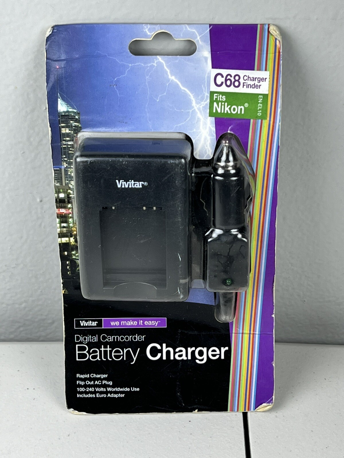 Vivitar Camcorder Battery Charger C68 for Nikon EN-EL10 Includes Euro Adaptor