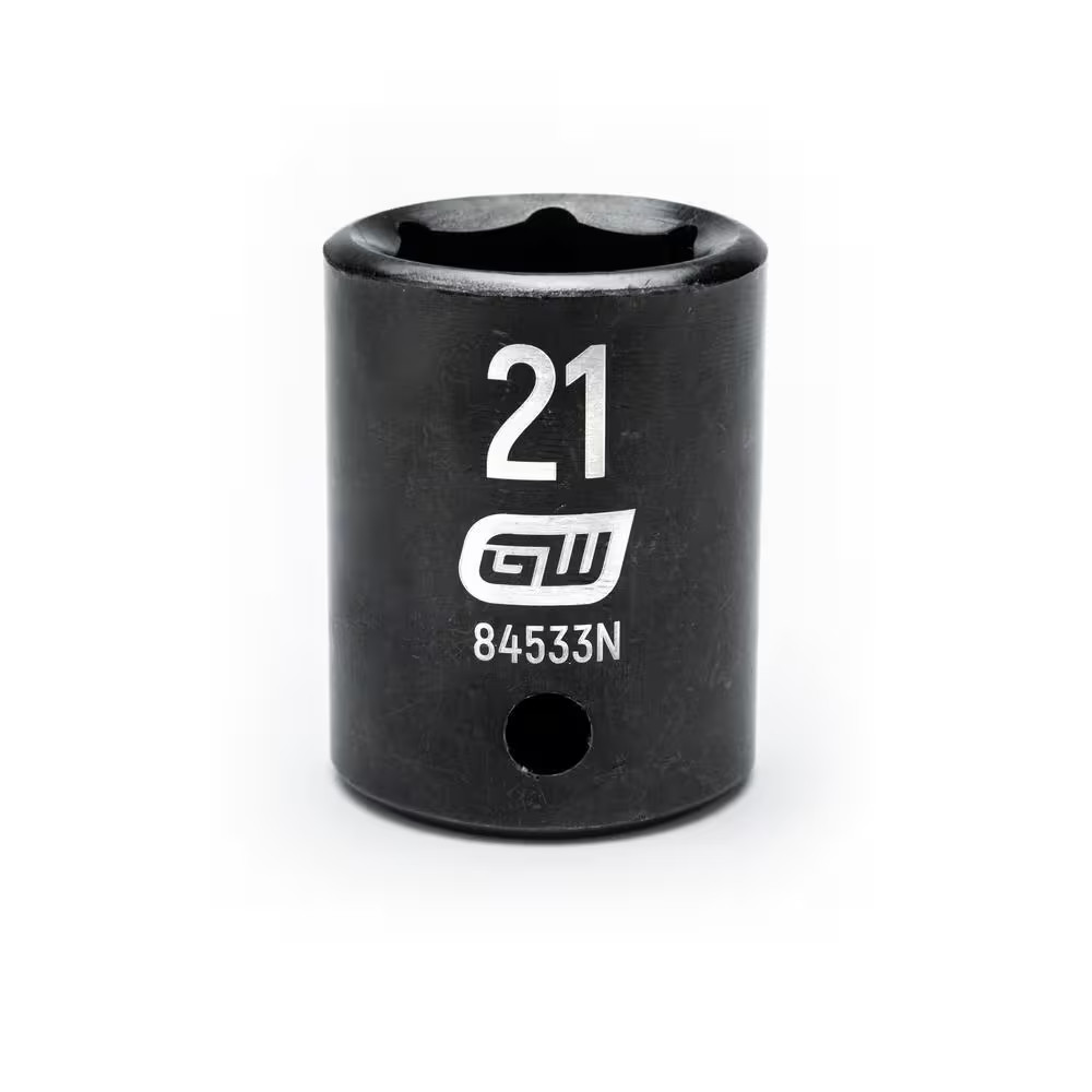 1/2 In. Drive 6 Point Metric Standard Impact Socket 21 Mm