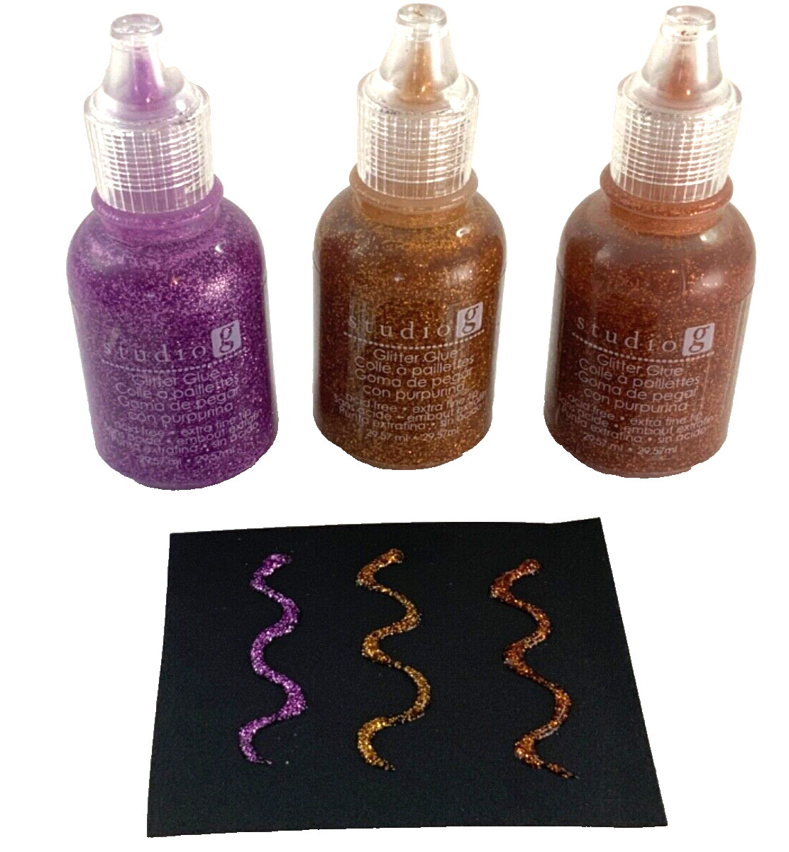 Scrapbook Supplies GLITTER GLUE Studio G 29ml LOT of 3 Bottles Paper Crafts