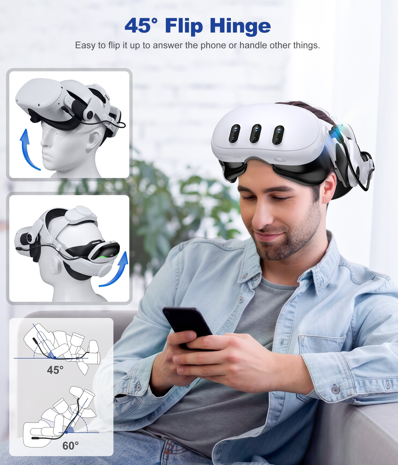 Comfort Battery Head Strap for Quest 2/3, Hot-Swappable Battery Pack LED Display